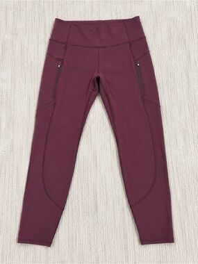 Athleta Rainier Tight Leggings High Rise Side Zip Pockets Womens Large (z)